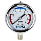 TWG PG 0-8 014S-R. Манометр гидрозаполненный 0-8 атм, подкл. снизу 1/4" рн, корпус нерж. Ø 63 мм